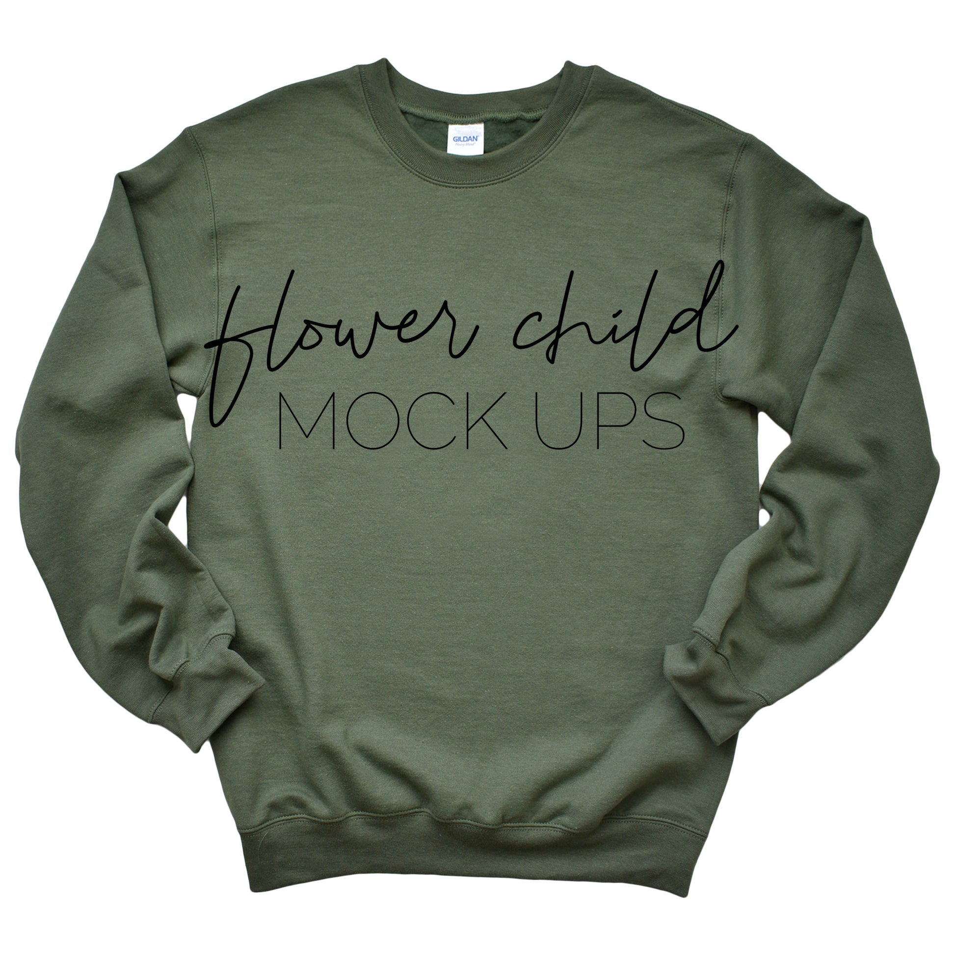 Gildan 180000 Military Green Mockup - flowerchildmockups