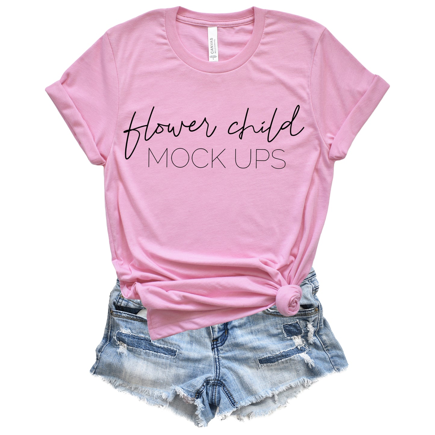 Bella Canvas 3001 Heather Bubble Gum Spring Summer - flowerchildmockups