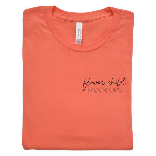 Bella Canvas 3001 Coral Mockup - flowerchildmockups