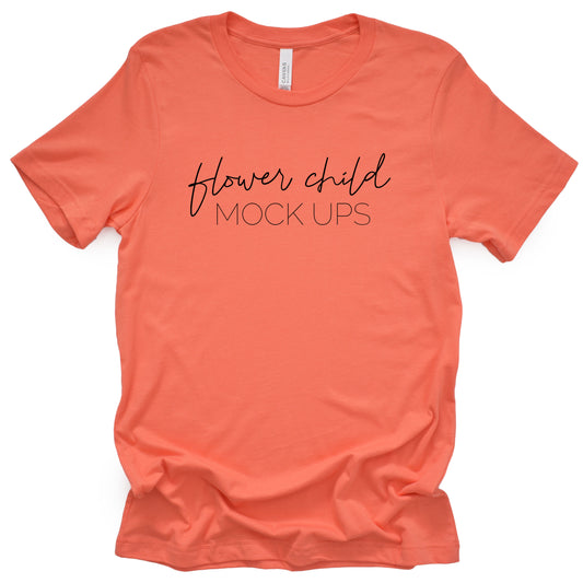 Bella Canvas 3001 Coral Mockup - flowerchildmockups