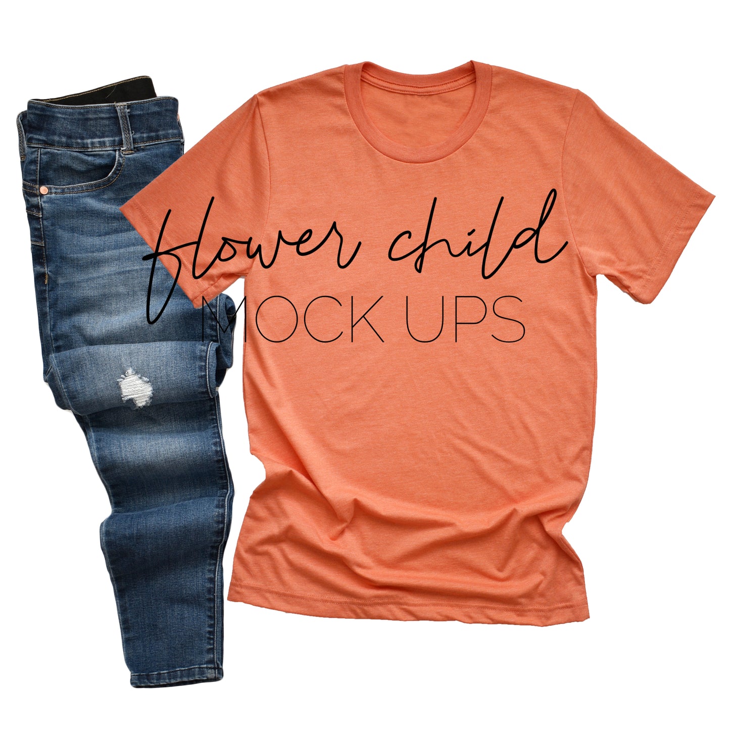 3001 Heather Orange Relaxed Jeans - flowerchildmockups