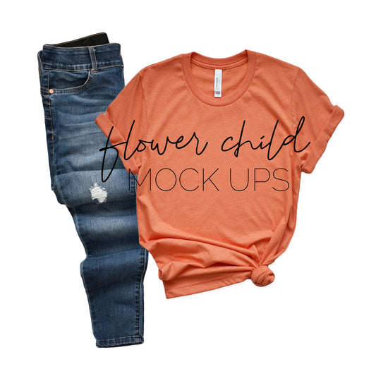 3001 Heather Orange Side Knot Jeans - flowerchildmockups
