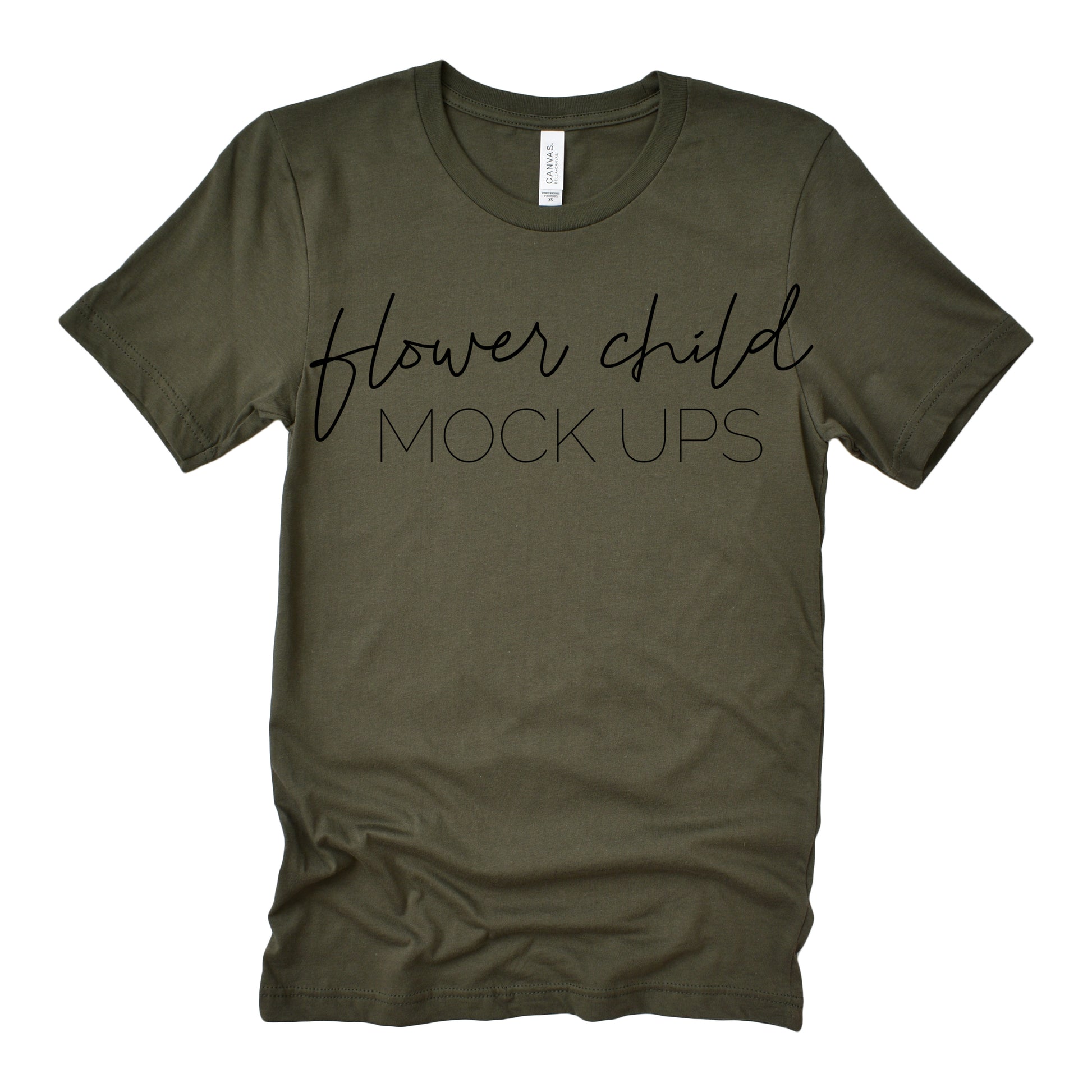 Bella Canvas 3001 Military Green Relaxed - flowerchildmockups