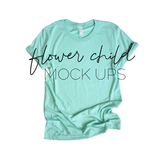 Bella Canvas 3001 Mint Mock-up Relaxed - flowerchildmockups