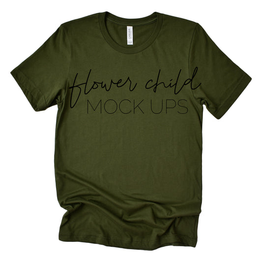 Bella Canvas 3001 Olive Relaxed - flowerchildmockups