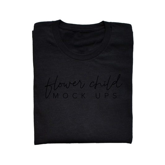 Black Heather Tagless Folded Mockup