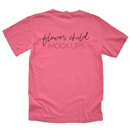 Comfort Colors Mockup 1717 Crunchberry BACK of shirt - flowerchildmockups