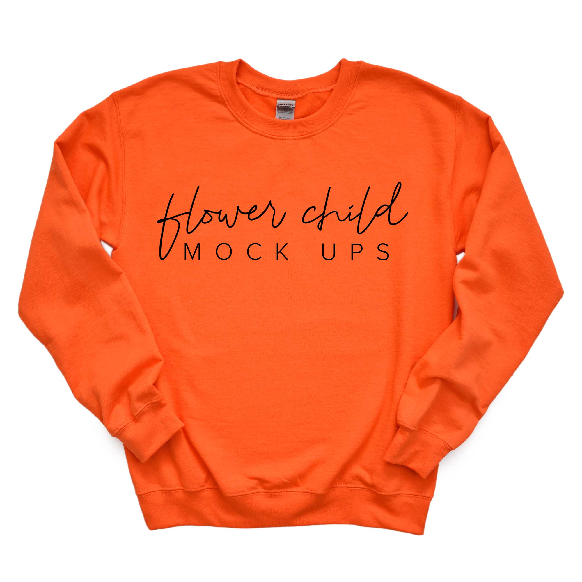 Gildan 18000 Orange Mockup – Flower Child Mock-ups