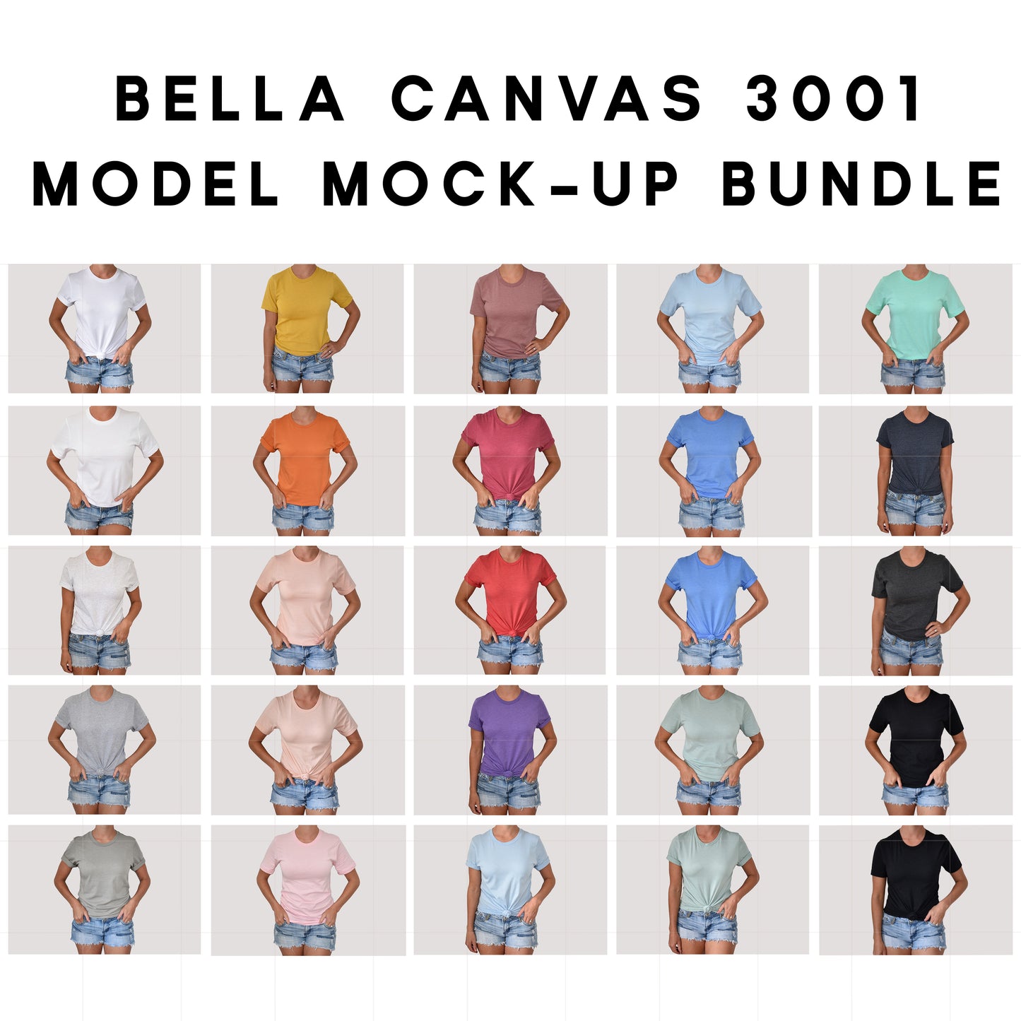 Bella Canvas 3001 Bundle Model Mock-ups - flowerchildmockups