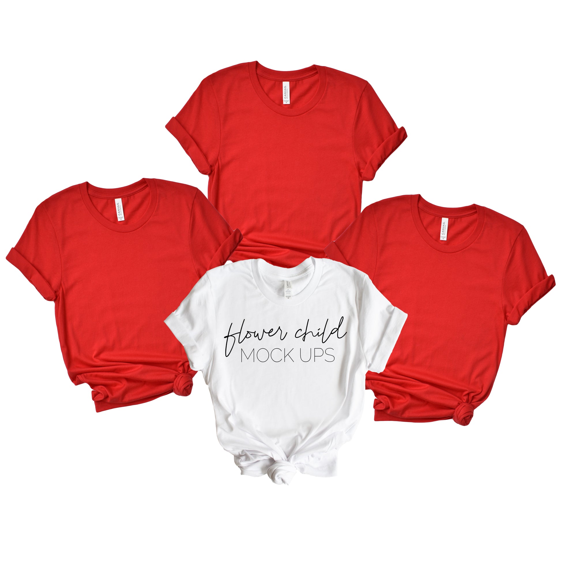 Bella Canvas 3001 Red + White Bachelorette Mockup - flowerchildmockups