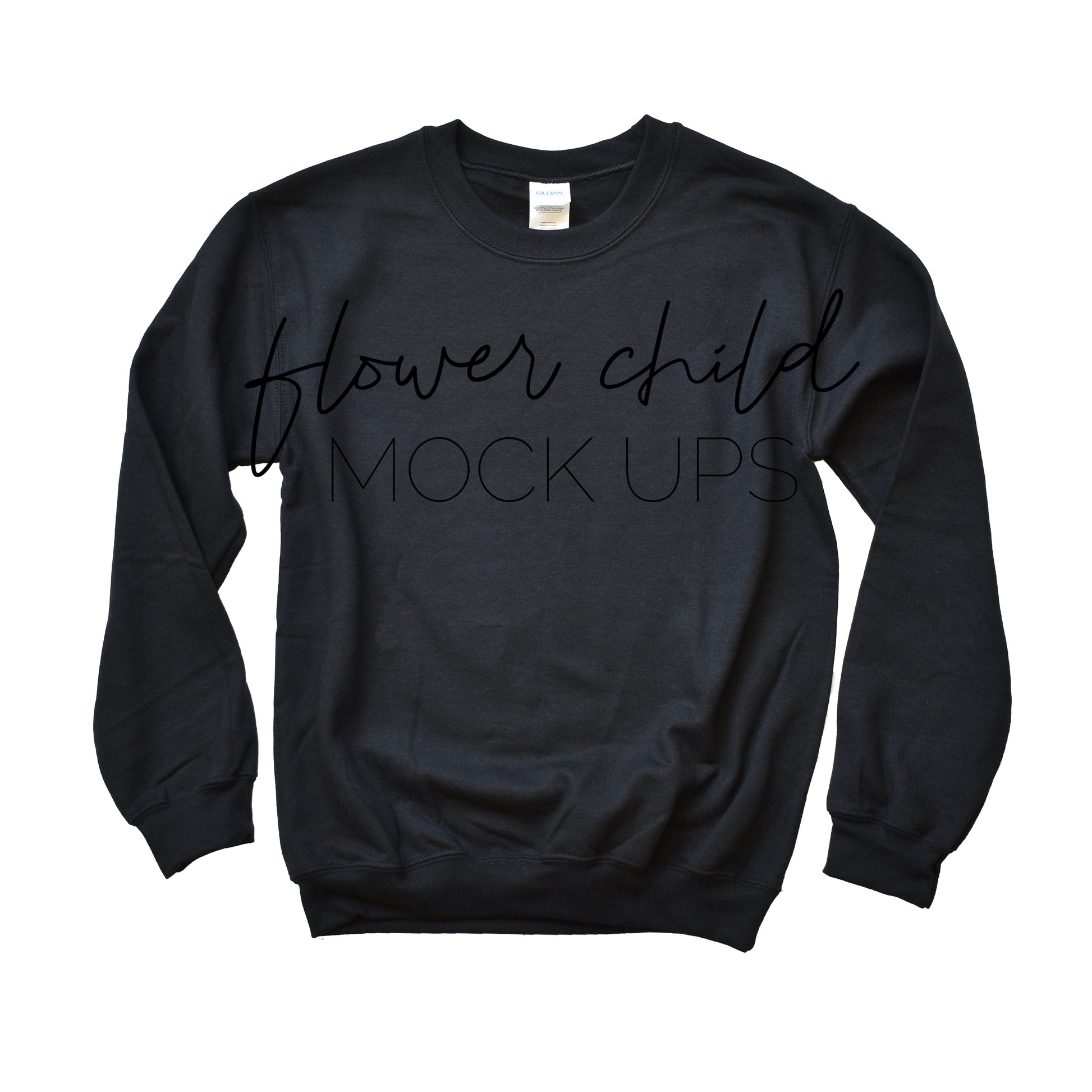 Gildan 18000 Sweatshirt Mock-up Black - flowerchildmockups