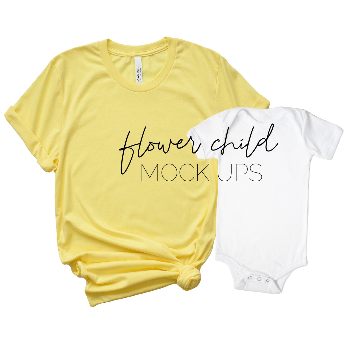 Bella Canvas Mommy and Me Heather Yellow Mockup - flowerchildmockups