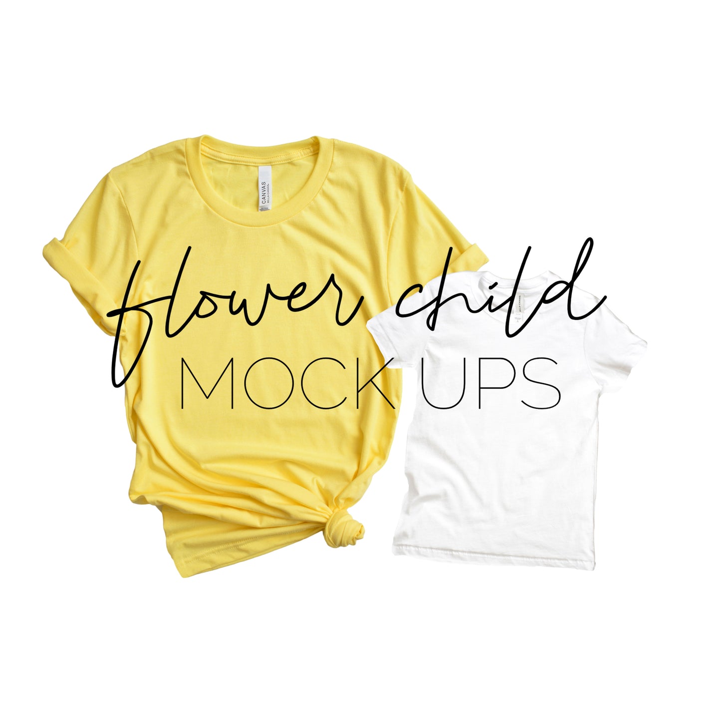 Mommy and Me Bella Canvas 3001 Heather Yellow 3001T White - flowerchildmockups